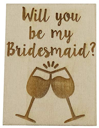Will You Be My Bridesmaid Keepsake Magnet, Engraved Wood 2 x 1.5 Wedding Party