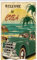 ABAKUHAUS Tropisch Schmaler Duschvorhang, Kuba Beach Ocean Palm, Badezimmer Deko Set aus Stoff mit Haken, 120 x 180 cm, Gelb
