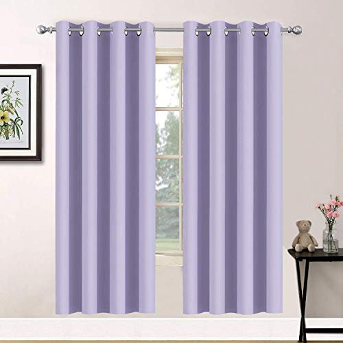 Yakamok Room Darkening Grommet Window Drapes Thermal Insulated Light Blocking Blackout Curtains for Bedroom(52Wx72L,Lilac,2 Panels)