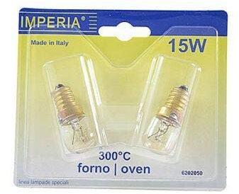 Bombilla para horno de 15 W, 230 V, E14, paquete de 2 unidades