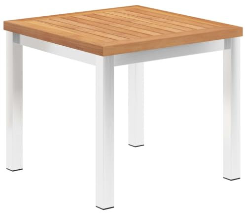 vidaXL Garten-Beistelltisch 45 x 45 x 38 cm Teak Massivholz Edelstahl