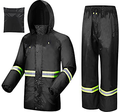 Rain Suits for Men Women Waterproof, Breathable Rain Coats with Eye-Catching Reflective Strip, Durable Rain Gear