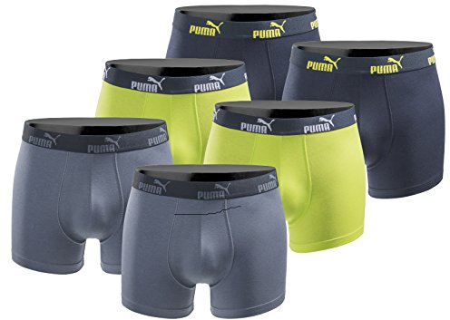 PUMA Boxershort 6er Pack Herren Basic Black Limited Edition - New Lime - Gr. XL