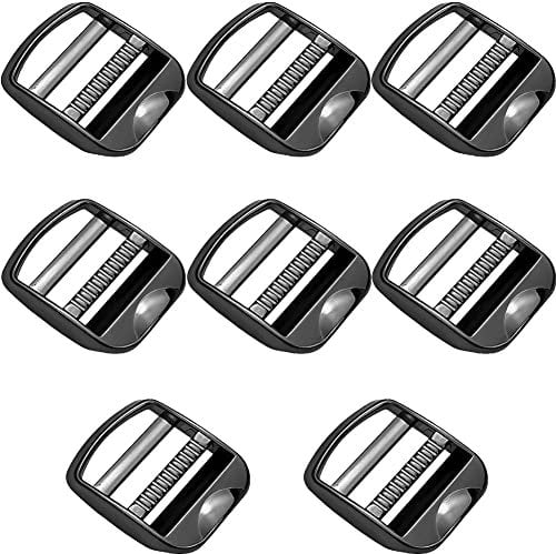Zinc Alloy Buckles, Metal Ladder Lock Buckle Slider Adjustable for Backpack Strap Accessories 25mm(Black) (8 pack), 8 Pack, Medium