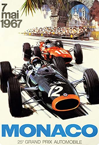 Metall Schild 20x30cm Grand Prix Monaco 1967 Auto Rennen Retro Blechschild
