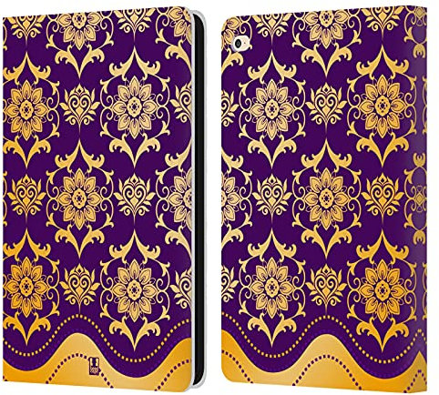 Head Case Designs Morado Barroco Moderno Carcasa de Cuero Tipo Libro Compatible con Apple iPad Air 2 (2014)