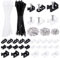 Swpeet 480Pcs Black + White Self-Locking Cable Zip Tie (150x4mm) and 3mm 4mm 6mm Saddle Type Cable Tie Mounts Base with Deep Thread Flat Head Screws Kit, Wire Holder Wire Cable Clips Organizer