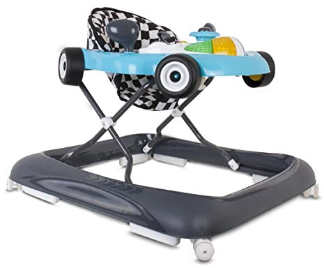 Sun Baby Lauflernhilfe Gehhilfe für Baby Walker, Automotiv interaktiv und faltbar mit Sicherheitsstopper, Tasten, Lichtern und Sound ab 6 Monaten (Blau)