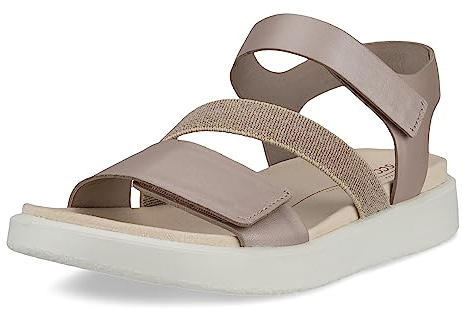 ECCO Women's Flowt W Flat Sandal, Grey Rose Metallic, 8 UK