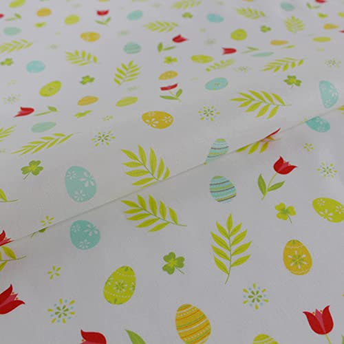 Stoff Meterware Ostern Tulpen Blätter Baumwolle - 1 Meter, Frühling, Frühjahr, Deko, Osterfest
