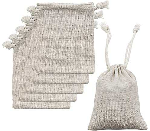 Jizxol Lot de 24 sacs en toile de jute de 8 x 10 cm - Petit sac cadeau en lin - Sacs en toile de jute avec cordon de serrage pour anniversaire d'enfant - pour mariages, fêtes en plein air