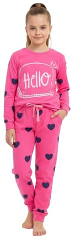 A2Z 4 Kids Girls Pyjamas Traditional PJS Pyjama Set Long Sleeve Top - PJS 181 Hello Pink 2-3
