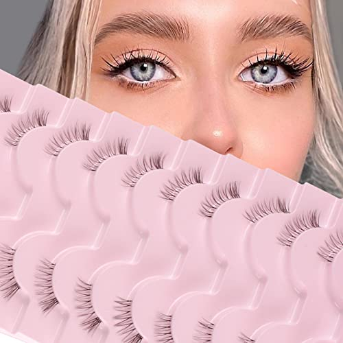 Parriparri Faux Cils Bande Transparente Demi Faux Cils Naturel 3D Accent Cils de Coin Court Half Eyelashes Doux Corner Lashes (10 Paires)
