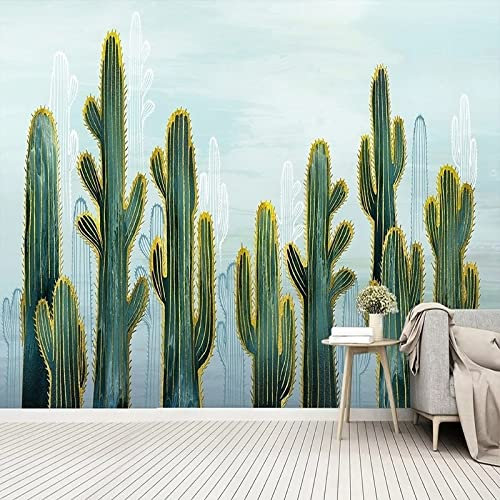 XAONUO Grün Selbstklebendes Wandbild Grün Pflanze Kaktus 3D Wandtattoo Wandsticker Schlafzimmer 200X150Cm Wanddeko Wandaufkleber Wohnzimmer Tapete Wasserdichtes Pvc Wandbild Hintergrund