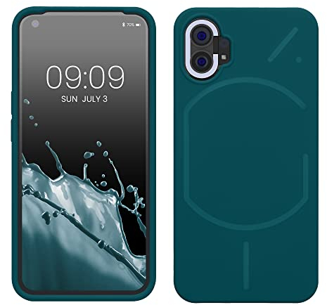 kwmobile Hülle kompatibel mit Nothing Phone (1) Hülle - Silikon Handy Case - Handyhülle weiche Oberfläche - kabelloses Laden - Petrol matt