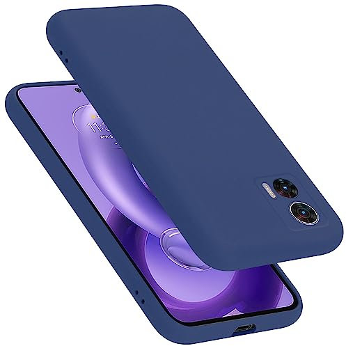Cadorabo Hülle kompatibel mit Motorola Edge 30 NEO Hülle Silikon Handyhülle für Edge 30 NEO Case aus flüssigem Silikon- Kratzfeste und stoßfeste dünne TPU Schutzhülle - Liquid BLAU