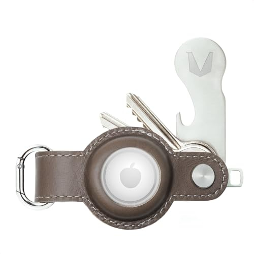MAGATI Schlüsselanhänger für AirTag mit Einkaufswagenlöser aus Echtleder für 1-7 Schlüssel - Key Organizer Kompatibel mit Apple Airtag Anhänger, Schlüsseletui mit Fundservice Airgonizer - Mokka