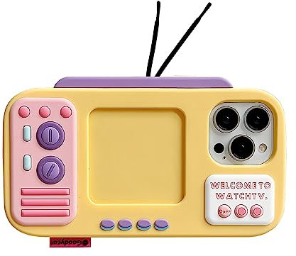 QoKcoahn Fall für iPhone 12 Pro Max, 3D Kawaii Phone Cases Lustige Nette Cartoon Retro TV Cover Soft Silikon Gel Drop Protection Case für iPhone 12 Pro Max