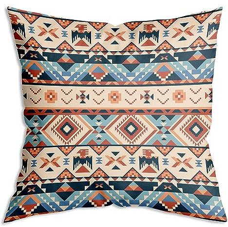 ZNGFON Weicher Kissenbezug mit Aztekenmuster, indischer Bauernhof, Südwestern, Boho, Azteken, Navajo, Dekoration, für Sofa, Couch, Bett, 45,7 x 45,7 cm