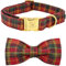 Elegant Little Tail Hundehalsband, Rot Kariert, Urlaub Haustier, Hund Schleife, Unisex, Large, Baumwolle, Stabiler D-Ring, Doppelter Boxstich, Für Große Hunde