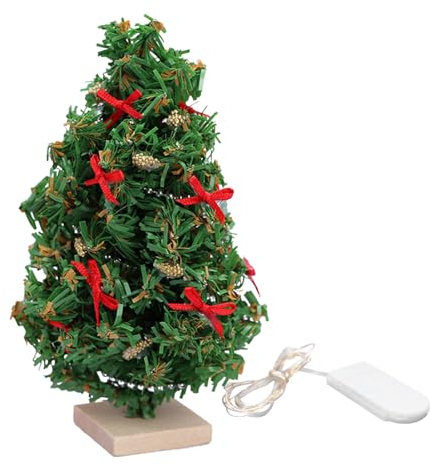 Künstliche Weihnachtsbäume,Puppenhaus Dekoration Künstliche Weihnachtsbäume,Miniatur Künstlicher Weihnachtsbaum mit Licht für Puppenhaus Dekoration und Wichteltür Zubehör 1:12 Maßstab