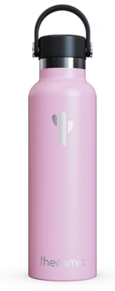 Theramic - Botella Agua Térmica 600 ml en Acero Inoxidable con doble pared y recubrimiento interno cerámico. (Rosa)