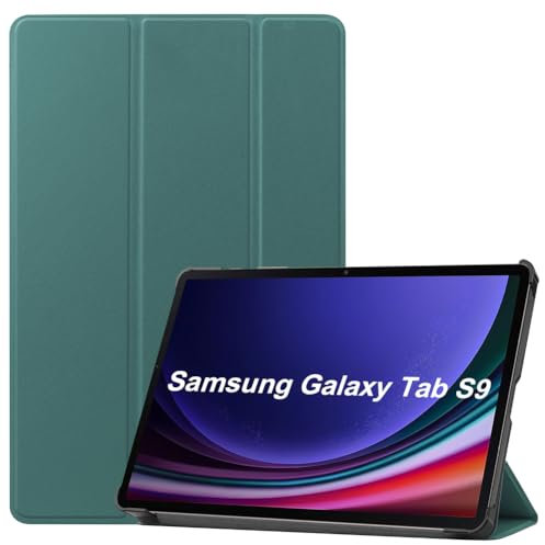 Kepuch Custer Cover per Samsung Galaxy Tab S9 11 X710 X716B X718U / S9 Fe 11 X510 X516B,PU-Pelle Case Custodia - Verde