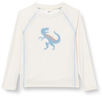Playshoes UV-Schutz Bade Shirt Unisex Kinder Schwimmshirt Badebekleidung, Dino Ecru Langarm, 110/116