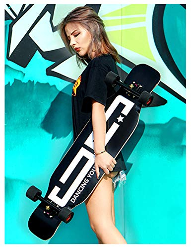 RajoNN Longboard Cruiser Skateboard Komplettes 7-Lagen-Deck 42 x8,9 Skateboard-Longboards aus Ahornholz für Erwachsene Teenager Jugendliche Anfänger Mädchen Jungen, für Cruising