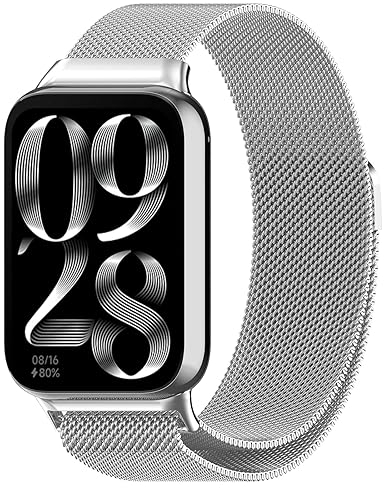 QULLOO Silber Armband für Xiaomi Redmi Watch 4 / mi Smart Band 8 Pro/Xiaomi band 9 Pro, Quick Release Edelstahl Metall Uhrenarmband Wasserdicht Business Ersatzarmband Strap Damen Herren Armbänder