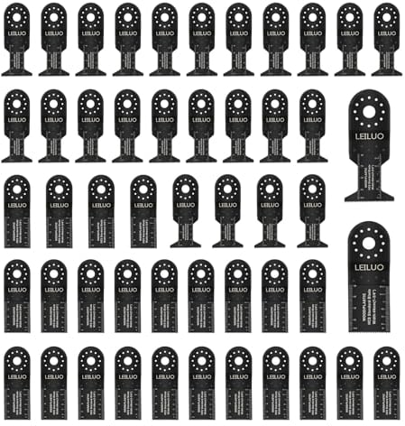 LEILUO 50 Pcs Round Holes Multi Tool Accessory Kits for Wood Plastic Drywall Universal Oscillating Multitool Attachments with Storage Bag Compatible with Makita Einhell Milwaukee and More