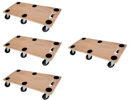Mega Deal 4X Profi Transportroller mit 6 Rollen | HxBxT 11x30x68cm | Traglast 300kg | Sperrholzplatte | Braun | Möbelroller Rollbrett Transporthilfe Rollwagen Roller