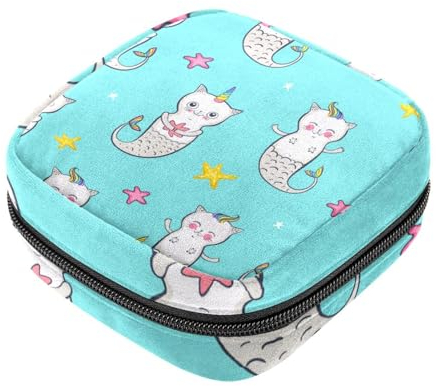 Damenbinden-Aufbewahrungstasche, Einhorn-Stern, blau, Tampon-Reißverschlusstasche, Periodenbeutel für Teenager, Mädchen, weibliche Menstruations-Geldbörse