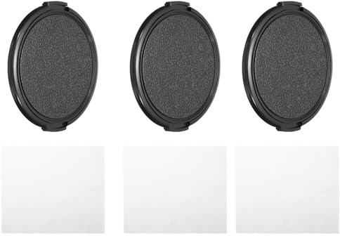 PATIKIL Cache-Objectif 72mm, 3Pcs Couvercles d'Objectif à Pincement Latéral pour Objectif Avant avec Chiffon Nettoyage, Adapté aux Objectifs DSLR Universels avec Filetage de 72mm, Noir