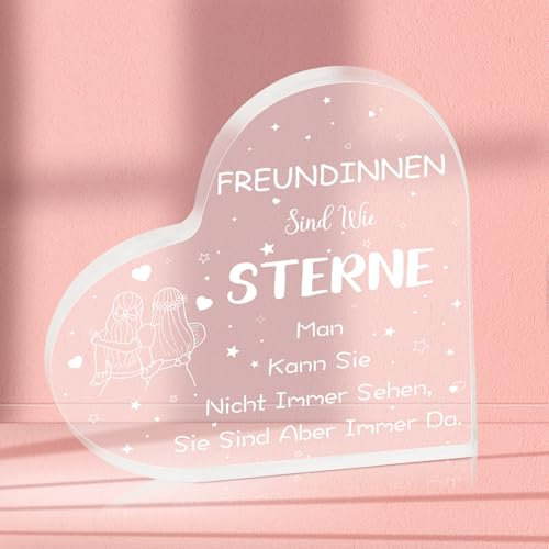 Lemicin Geburtstagsgeschenk Freundin Acrylplakette Geschenke - Freundschaft Geschenke Coole Geschenke Beste Freundin weihnachtsgeschenke Herzförmiges Dekoration für Gute Freundin Frauen