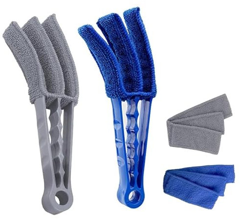 2 Pcs Blind Cleaner, Blinds Cleaner, with 2 Spare Microfiber Sleeves Removable Washable, for Car AC Vent Venetian Blinds Air Conditioner