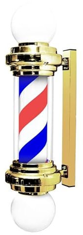 Poteau De Barbier, Lampe De Barbier Led De 75 Cm Pour Salon De Beauté, Salon De Coiffure, Salon De Coiffure, Lampe à Bandes Led Rotative Et éclairée Murale étanche, Or(Size:or,Color:Rougebleublanc)