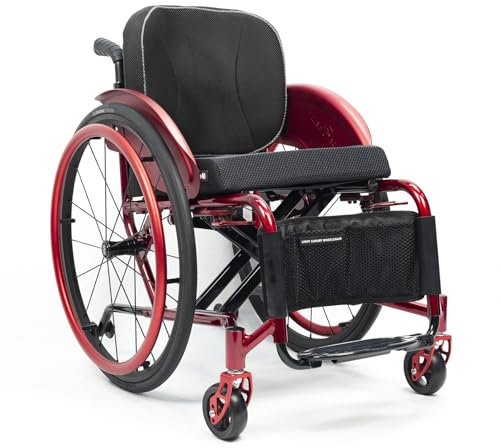 Tragbarer Klapprollstuhl,Sportrollstuhl, Leichtgewicht-Rollstuhl aus Aluminiumlegierung, Selbstangetriebener Rollstuhl mit schwingende Beinstütze,Premium Transportrollstuhl(Seat width 42cm/16.5in,C)