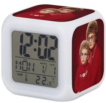 Fabulous Wecker Würfel beleuchtet Weiß – Foto Retro Mutter & Kind Pullover rot Vintage Ringard – 7,8 x 7,8 x 7,8 cm – Retro Beleuchtung Mehrfarbig LED