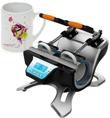 XEEAOFE 2 Pezzi 11Oz Macchina per Pressatura A Caldo per Tazze, Pressa per Tazze LCD - Pressa Fai da Te per Sublimazione per Trasferire Immagini su Tazze di Ceramica,110V
