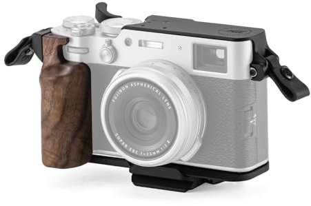 TILTA X100VI Käfig, Vintage-Kamerakäfig kompatibel mit Fujifilm X100VI Reise-Kit mit Montagegrundplatte mit Holzgriff, ARCA-Adapter und oberer Schutzplatte - Schwarz TA-T70-B-B