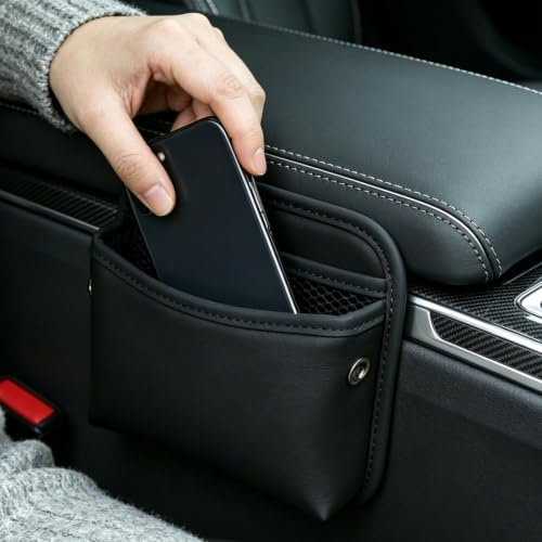 Norhogo Universal Car Pocket, Leather Car Gap Bag Pocket Organizer, Black | Car Pocket Pouch Cell Phone Holder for Car, Car Seat Gap Filler Storage Accessories Organizer for Car Door, Console
