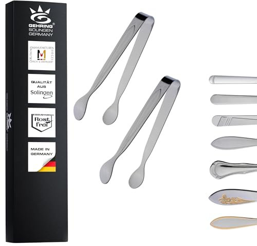 Gehring Solingen Focus Zuckerzange 2er Set I Servierzange für Candybar I Mini Zuckerzange Edelstahl I Eiswürfelzange I spülmaschinengeeignet I Made in Germany