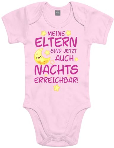 Shirtoo Lustiger Baby Body mit Spruch - Meine Mama ist jetzt auch Nachts erreichbar - Geschenk zur Babyparty