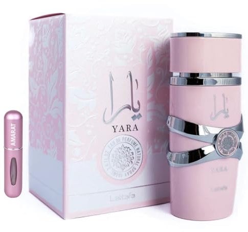 Perfume Yara Original 100ML, Perfume Árabe para Mujer de Larga Duración, Eau da Parfum Importado desde Dubái, Incluye Atomizador Recargable 5ML, Fragancia Floral y Dulce (Yara)