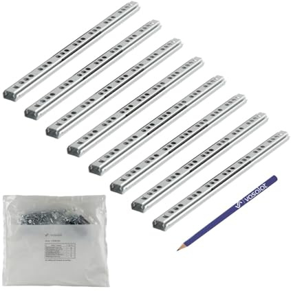 vasalat Kugelauszug Schubladenschienen 214 mm 17 mm Nut Nut - Teilauszug Schienen für Schubladen, Schubladenauszüge für die Seitenmontage, Stahl verzinkt 8 Stück