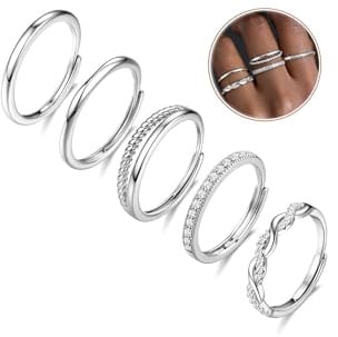 YADOCA Ringe Gold/Silber Damen Wasserfest Ring Set Verstellbar Ringe Damen | 5Pcs Statement Ringe Damen Damenring Daumenringe Fingerring Stapelringe Verlobungsring Promise Ring Set Schmuck