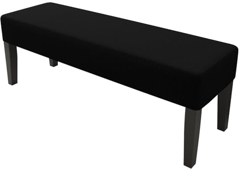 Stretch-Stuhlbank-Sitzbezug, Schutz für Esszimmer, Wohnzimmer, Schlafzimmer, mehrere Größen, waschbar, Stuhlhussen mit Gummiband (M: 140 cm - 160 cm, Schwarz)