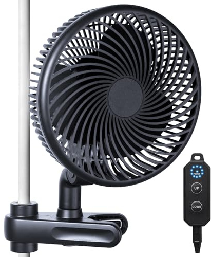 Mi hogar Grow Ventilator Oszillierend mit Fernbedienung, 10 Stufen Clip Ventilator für Growbox & Growzelt, Leiser EC-Motor 10W, 330 CFM Umluftventilator, 90° Oszillation, Ventilator Grow Indoor