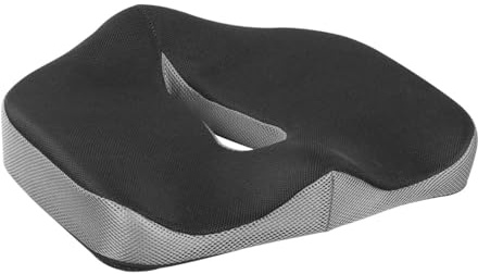 Logilink orthopädisches Steißbein-Sitzkissen mit Memory-Schaumstoff und Griff, Hüftausrichtung, Abziehbar und in Waschmaschine waschbar, Farbe: Schwarz